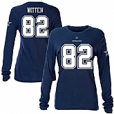 WOMEN DALLAS COWBOYS #82 JASON WITTEN NAVY BLUE NAME & NUMBER SLIM FIT LONG SLEEVE T-SHIRT,baseball caps,new era cap wholesale,wholesale hats