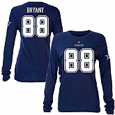 WOMEN DALLAS COWBOYS #88 DEZ BRYANT NAVY BLUE NAME & NUMBER SLIM FIT LONG SLEEVE T-SHIRT,baseball caps,new era cap wholesale,wholesale hats