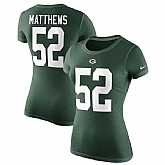 WOMEN GREEN BAY PACKERS #52 CLAY MATTHEWS NIKE GREEN PLAYER NAME & NUMBER T-SHIRT,baseball caps,new era cap wholesale,wholesale hats