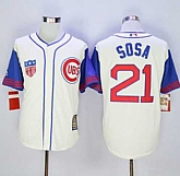 Chicago Cubs #21 Sammy Sosa Cream Blue 1942 Turn Back The Clock Stitched MLB Jersey,baseball caps,new era cap wholesale,wholesale hats