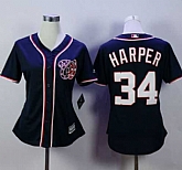 Women Washington Nationals #34 Bryce Harper Navy Blue Alternate 2 Stitched MLB Jersey,baseball caps,new era cap wholesale,wholesale hats