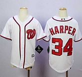Youth Washington Nationals #34 Bryce Harper White Cool Base Stitched MLB Jersey,baseball caps,new era cap wholesale,wholesale hats