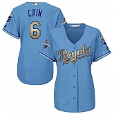 Glued Women Kansas City Royals #6 Lorenzo Cain Light Blue FlexBase 2015 World Series Champions Gold Program Baseball Jersey,baseball caps,new era cap wholesale,wholesale hats