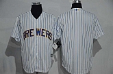 Milwaukee Brewers Blank White Pinstripe New Cool Base Stitched Baseball Jersey,baseball caps,new era cap wholesale,wholesale hats