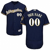 Milwaukee Brewers Customized Majestic Flexbase Collection Stitched Baseball Jersey - Navy Blue (2),baseball caps,new era cap wholesale,wholesale hats