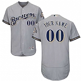 Milwaukee Brewers Customized Majestic Flexbase Collection Stitched Baseball WEM Jersey - Gray,baseball caps,new era cap wholesale,wholesale hats