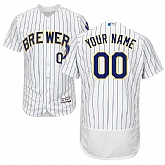 Milwaukee Brewers Customized Majestic Flexbase Collection Stitched Baseball WEM Jersey - White Royal Blue,baseball caps,new era cap wholesale,wholesale hats