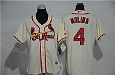 Women St. Louis Cardinals #4 Yadier Molina Cream New Cool Base Stitched Baseball Jersey,baseball caps,new era cap wholesale,wholesale hats