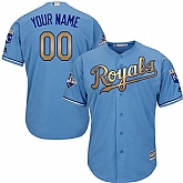 Youth Kansas City Royals Customized Light Blue FlexBase 2015 World Series Champions Gold Program Baseball Jersey,baseball caps,new era cap wholesale,wholesale hats