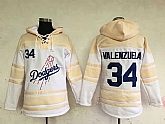 Los Angeles Dodgers #34 Fernando Valenzuela Cream Sawyer Hooded Sweatshirt Stitched NHL Hoodie,baseball caps,new era cap wholesale,wholesale hats