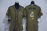 Women St. Louis Cardinals #4 Yadier Molina Green Salute to Service Stitched Baseball Jersey,baseball caps,new era cap wholesale,wholesale hats