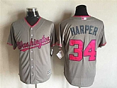 Washington Nationals #34 Bryce Harper Gray Road 2016 Mother's Day Flex Base Stitched Jersey,baseball caps,new era cap wholesale,wholesale hats