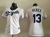 Women Kansas City Royals #13 Salvador Perez White New Cool Base Stitched MLB Jersey,baseball caps,new era cap wholesale,wholesale hats