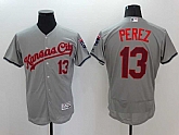Kansas City Royals #13 Salvador Perez USA Independence Day Gray 2016 Flexbase Collection Stitched Baseball Jersey,baseball caps,new era cap wholesale,wholesale hats