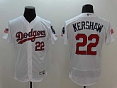 Los Angeles Dodgers #22 Clayton Kershaw White USA Independence Day 2016 Flexbase Collection Stitched Baseball Jersey,baseball caps,new era cap wholesale,wholesale hats
