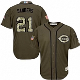 Cincinnati Reds #21 Reggie Sanders Green Salute to Service Stitched Baseball Jersey Jiasu,baseball caps,new era cap wholesale,wholesale hats