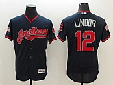 Cleveland Indians #12 Francisco Lindor Navy Blue USA Independence Day 2016 Flexbase Collection Stitched Jersey,baseball caps,new era cap wholesale,wholesale hats