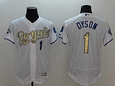 Kansas City Royals #1 Jarrod Dyson White-Gold 2016 Champion Patch Flexbase Collection Stitched Jersey,baseball caps,new era cap wholesale,wholesale hats