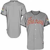Miami Marlins Blank Gray Camo Cool Base Stitched Baseball Jersey Jiasu,baseball caps,new era cap wholesale,wholesale hats