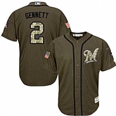 Milwaukee Brewers #2 Scooter Gennett Green Salute to Service Stitched Baseball Jersey Jiasu,baseball caps,new era cap wholesale,wholesale hats