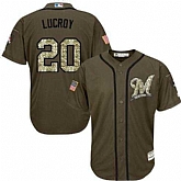Milwaukee Brewers #20 Jonathan Lucroy Green Salute to Service Stitched Baseball Jersey Jiasu,baseball caps,new era cap wholesale,wholesale hats