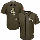 St. Louis Cardinals #4 Yadier Molina Green Salute to Service Stitched Baseball Jersey Jiasu,baseball caps,new era cap wholesale,wholesale hats