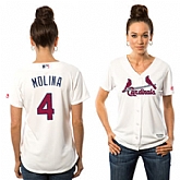 Women St. Louis Cardinals #4 Yadier Molina White 2016 Fashion Stars & Stripes New Cool Base Stitched Baseball Jersey Jiasu,baseball caps,new era cap wholesale,wholesale hats