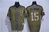 Boston Red Sox #15 Dustin Pedroia Green Salute to Service New Cool Base Stitched Baseball Jersey,baseball caps,new era cap wholesale,wholesale hats