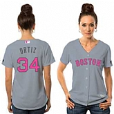 Women Boston Red Sox #34 David Ortiz Gray Road 2016 Mother's Day Flexbase Collection Jersey Jiasu,baseball caps,new era cap wholesale,wholesale hats