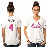 Women St. Louis Cardinals #4 Yadier Molina White Home 2016 Mother's Day Flexbase Collection Jersey Jiasu,baseball caps,new era cap wholesale,wholesale hats