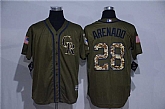 Colorado Rockies #28 Nolan Arenado Green Salute to Service Stitched Baseball Jersey,baseball caps,new era cap wholesale,wholesale hats