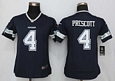 Women Limited Nike Dallas Cowboys #4 Prescott Blue Team Color Stitched Jersey,baseball caps,new era cap wholesale,wholesale hats