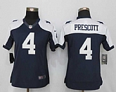 Women Limited Nike Dallas Cowboys #4 Prescott Blue Thanksgiving Team Color Stitched Jersey,baseball caps,new era cap wholesale,wholesale hats