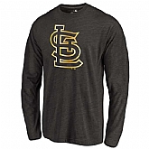 Men's St. Louis Cardinals Gold Collection Long Sleeve Tri-Blend T-Shirt LanTian - Black,baseball caps,new era cap wholesale,wholesale hats