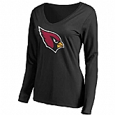 WOMEN'S ARIZONA CARDINALS BLACK PRIMARY TEAM LOGO SLIM FIT LONG SLEEVE T-Shirt LanTian,baseball caps,new era cap wholesale,wholesale hats