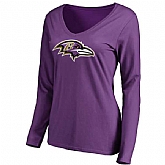 WOMEN'S BALTIMORE RAVENS PRO LINE PURPLE PRIMARY TEAM LOGO SLIM FIT LONG SLEEVE T-Shirt LanTian,baseball caps,new era cap wholesale,wholesale hats