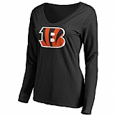 WOMEN'S CINCINNATI BENGALS PRO LINE BLACK PRIMARY TEAM LOGO SLIM FIT LONG SLEEVE T-Shirt LanTian,baseball caps,new era cap wholesale,wholesale hats