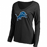 WOMEN'S DETROIT LIONS PRO LINE BLACK PRIMARY TEAM LOGO SLIM FIT LONG SLEEVE T-Shirt LanTian,baseball caps,new era cap wholesale,wholesale hats