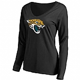 WOMEN'S JACKSONVILLE JAGUARS PRO LINE BLACK PRIMARY TEAM LOGO SLIM FIT LONG SLEEVE T-Shirt LanTian,baseball caps,new era cap wholesale,wholesale hats