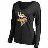WOMEN'S MINNESOTA VIKINGS BLACK PRIMARY TEAM LOGO SLIM FIT LONG SLEEVE T-Shirt LanTian,baseball caps,new era cap wholesale,wholesale hats
