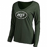WOMEN'S NEW YORK JETS PRO LINE GREEN PRIMARY TEAM LOGO SLIM FIT LONG SLEEVE T-Shirt LanTian,baseball caps,new era cap wholesale,wholesale hats