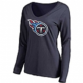 WOMEN'S TENNESSEE TITANS PRO LINE NAVY PRIMARY TEAM LOGO SLIM FIT LONG SLEEVE T-Shirt LanTian,baseball caps,new era cap wholesale,wholesale hats