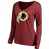 WOMEN'S WASHINGTON REDSKINS PRO LINE BURGUNDY PRIMARY TEAM LOGO SLIM FIT LONG SLEEVE T-Shirt LanTian,baseball caps,new era cap wholesale,wholesale hats