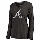 Women Atlanta Braves Platinum Collection Long Sleeve Tri-Blend T-Shirt LanTian - Black,baseball caps,new era cap wholesale,wholesale hats
