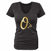 Women Baltimore Orioles Fanatics Apparel Gold Collection Tri-Blend T-Shirt LanTian - Black,baseball caps,new era cap wholesale,wholesale hats