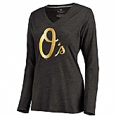 Women Baltimore Orioles Gold Collection Long Sleeve Tri-Blend T-Shirt LanTian - Black,baseball caps,new era cap wholesale,wholesale hats