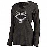 Women Minnesota Twins Platinum Collection Long Sleeve Tri-Blend T-Shirt LanTian - Black,baseball caps,new era cap wholesale,wholesale hats