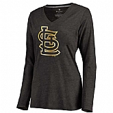 Women St. Louis Cardinals Gold Collection Long Sleeve Tri-Blend T-Shirt LanTian - Black,baseball caps,new era cap wholesale,wholesale hats