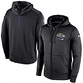 MEN'S BALTIMORE RAVENS NIKE BLACK SIDELINE FULL-ZIP PERFORMANCE HOODIE LanTian,baseball caps,new era cap wholesale,wholesale hats
