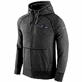 MEN'S BALTIMORE RAVENS NIKE HEATHER GREY GRIDIRON GREY FULL-ZIP HOODIE LanTian,baseball caps,new era cap wholesale,wholesale hats